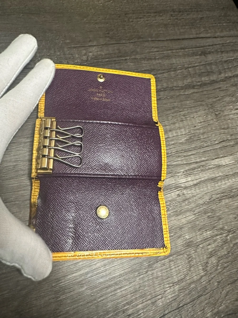 Louis Vuitton Yellow Epi wallet key holder